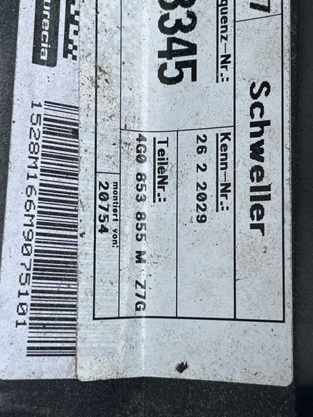 Облицюваня порогу S-Line ліве 4G0853855M Audi A6 Audi A6, Audi S6