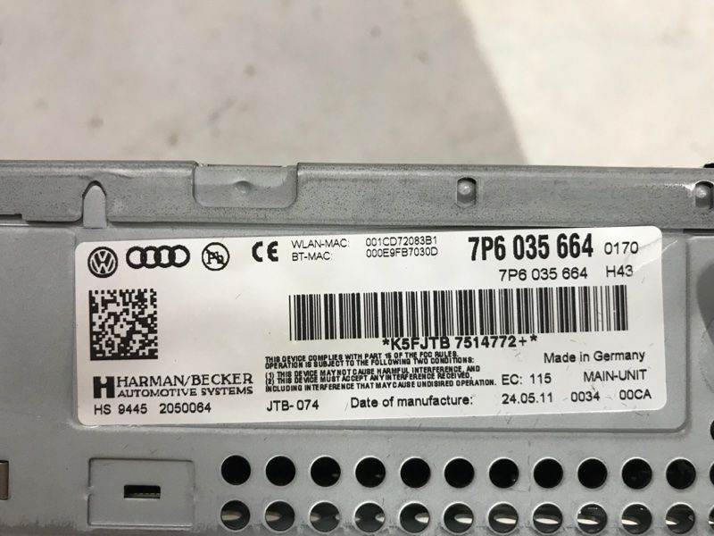 Магнітола 7P6035664 Volkswagen Touareg