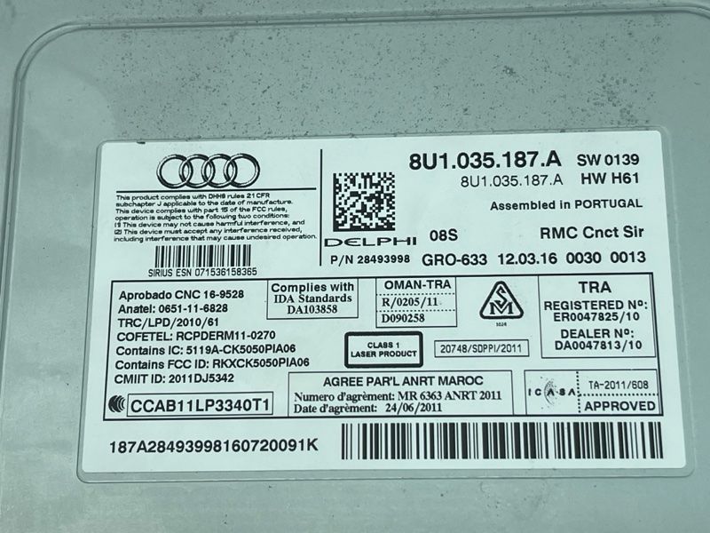 Блок керування інформаційної системи RMC 8U1035187A Audi Q3 Audi Q3