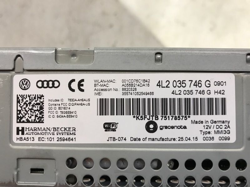 Блок керування інформаційної електронної системи MMI 3G+ 4L2035746G Audi Q7