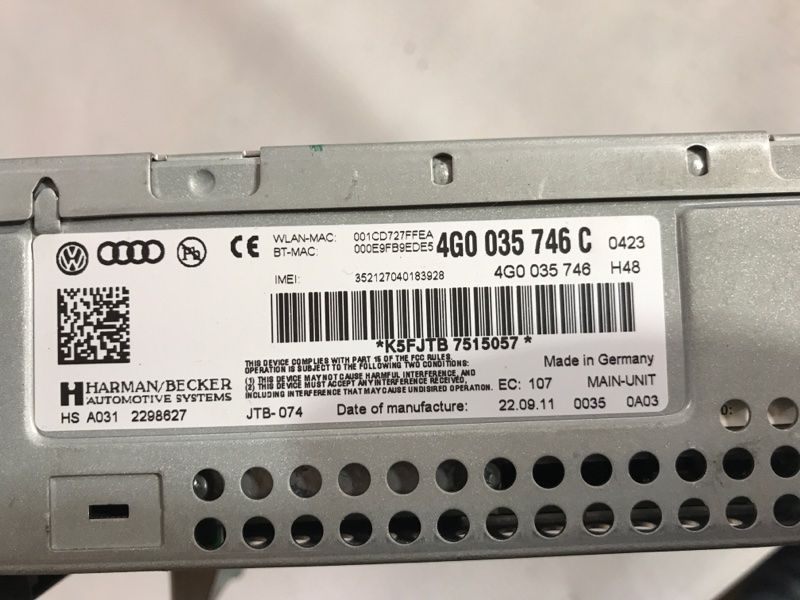 Блок керування інформаційної електронної системи MMI 3G+ 4G0035746C Audi A6