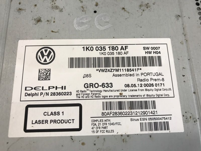 Магнітола 1K0035180AF Volkswagen CC
