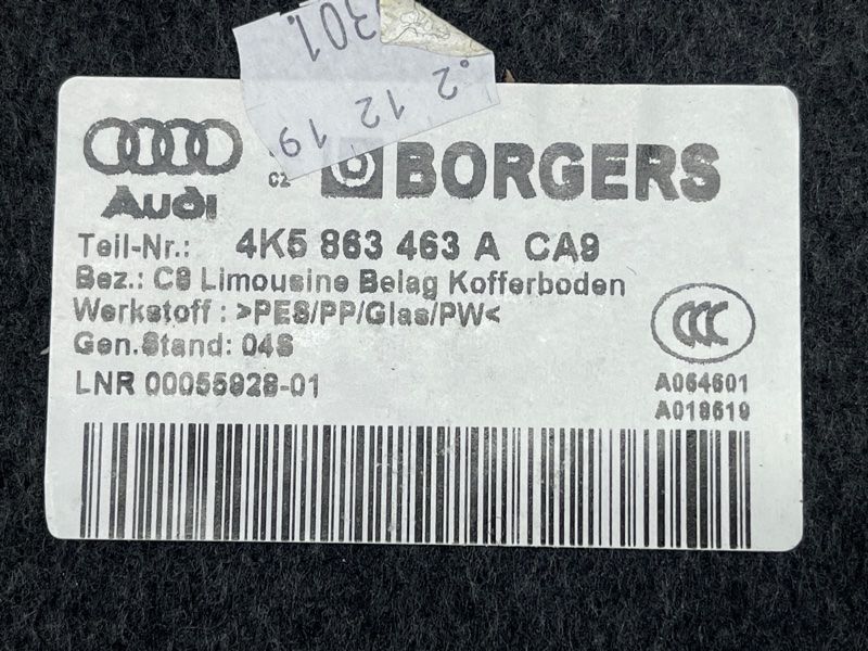 Панель пола багажного отсека 4K5863463ACA9 Audi A6