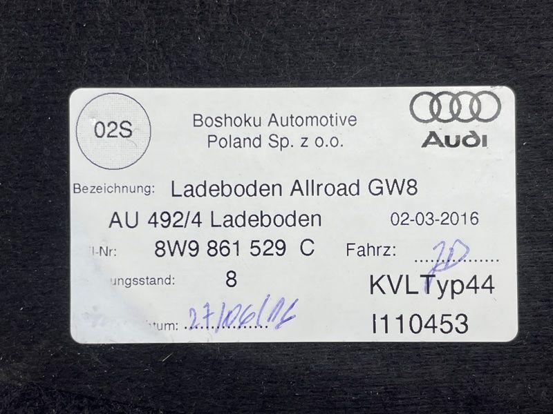 Панель пола багажного отсека 8W9861529C Audi A4 Allroad
