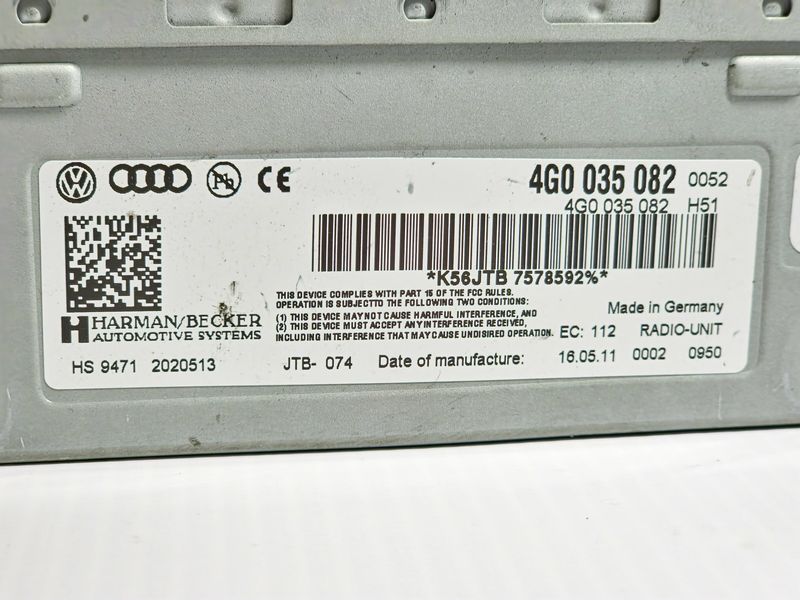 Блок радіо 4G0035082 Audi A4, Audi A6, Audi A7, Audi Q3, Audi Q5, Audi RS5, Audi RS7, Audi S4, Audi S6, Volkswagen Touareg