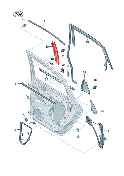 Накладка оконной рамы задней левой двери 561839901A041 Volkswagen Passat